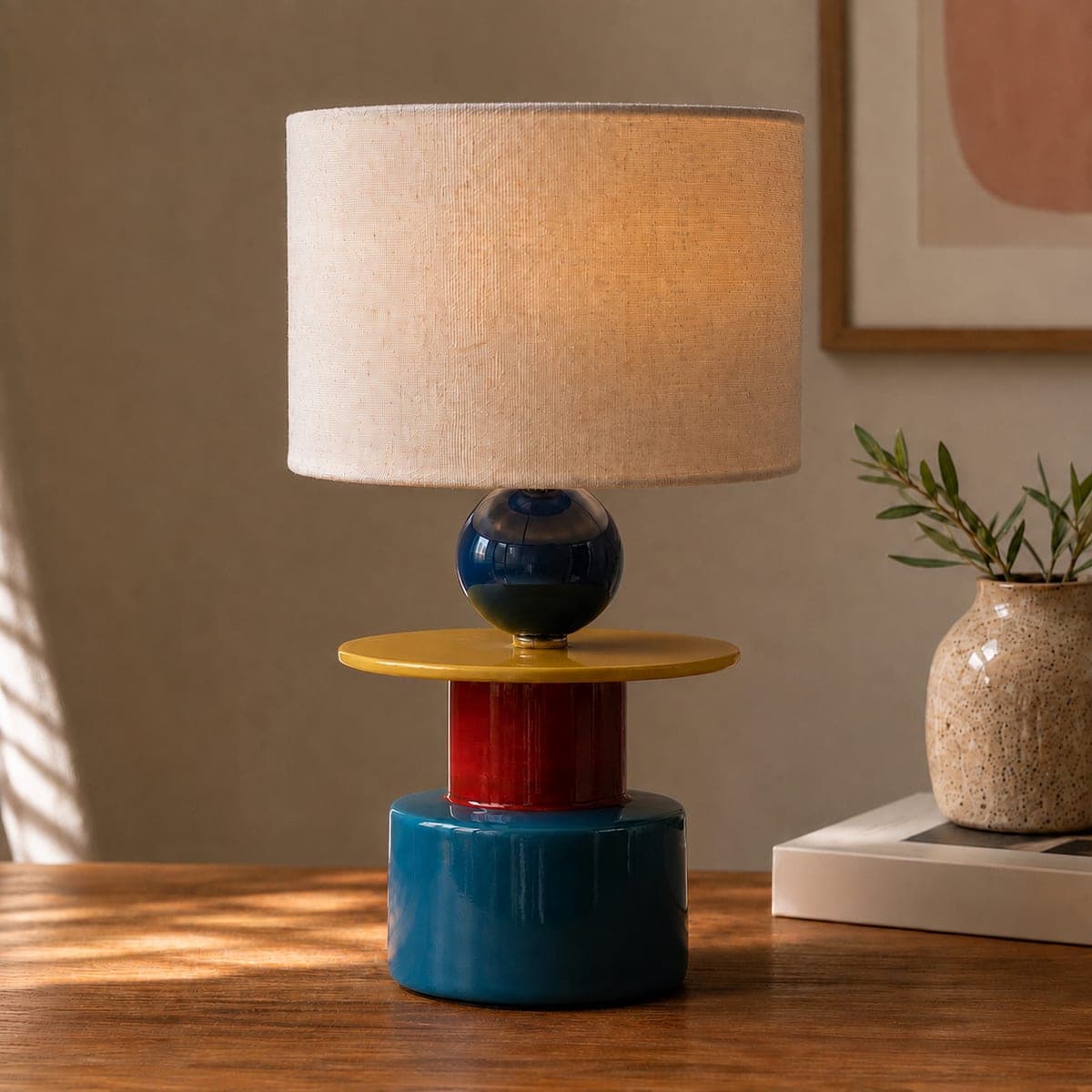 Lampe à poser en céramique, socle coloré — image d’univers